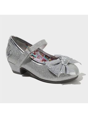 Toddler Girls' Disney Mary Jane Heels - Silver -Adjustable Strap, Block Heel,